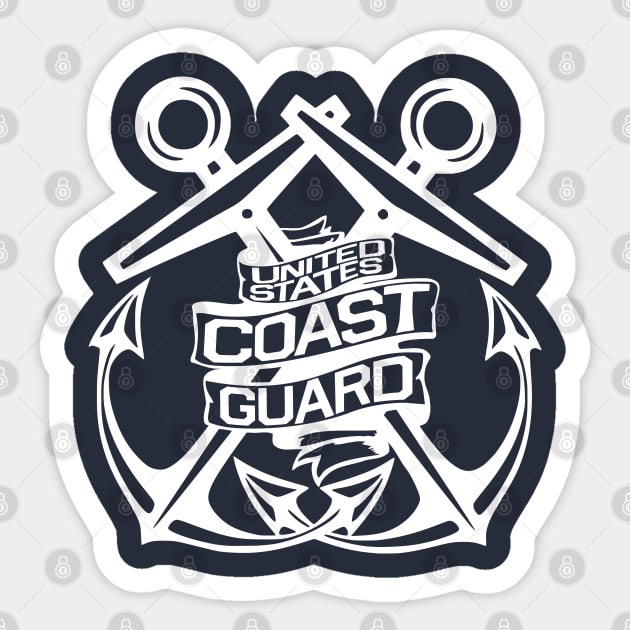 U.S. Coast Guard - Crossed Anchors In White Sticker by CuteCoCustom